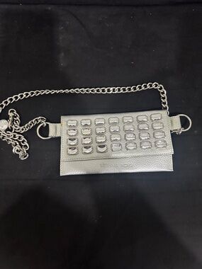Michael Kors Metallic Silver Studded Chain Wallet Crossbody